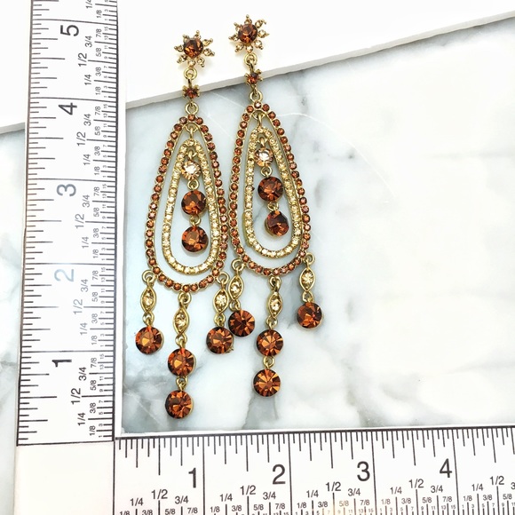 Swarovski Topaz Chandelier Event Earrings  e1 - Picture 4 of 4